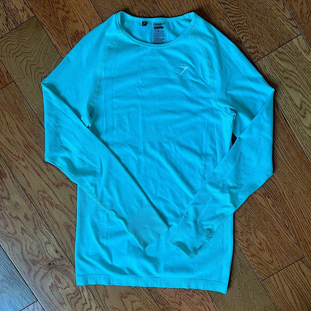 Gymshark workout shirt size large seamless long sleeve top blue